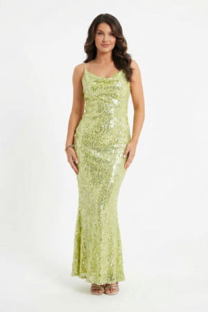Green Sequin Sparkly Maxi Dress