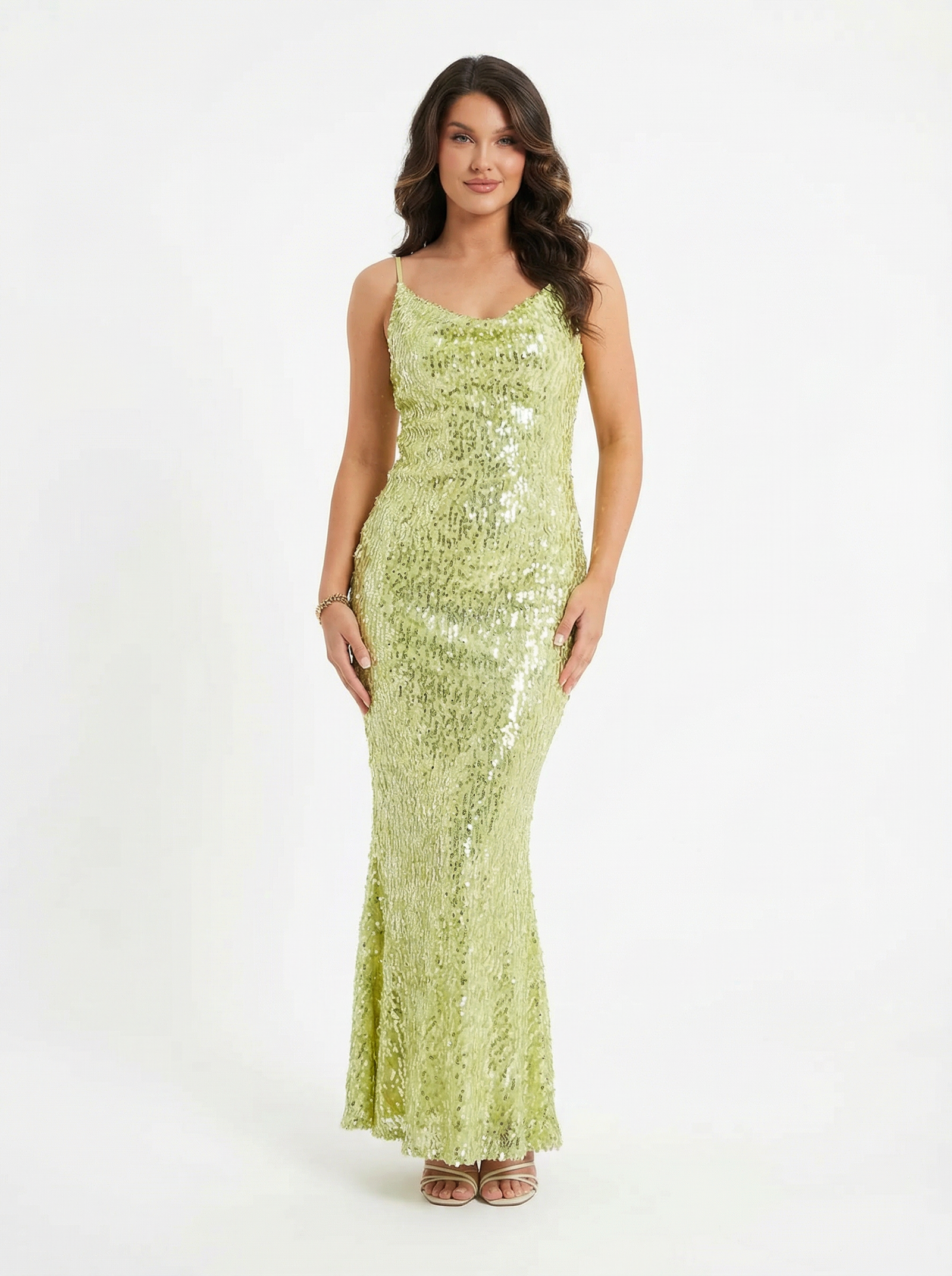 Green Sequin Sparkly Maxi Dress