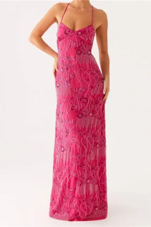 Sequin Sparkly Backless Maxi Dress
